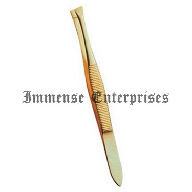 Eye Brow Tweezer Gold Plated Straight & Slunt