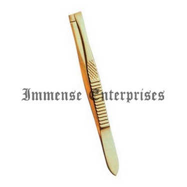 Eye Brow Tweezer Gold Plated Straight & Slunt 